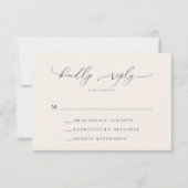 Navy Blue en Cream Minimalist Wedding RSVP Kaart (Voorkant)
