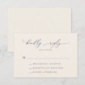 Navy Blue en Cream Minimalist Wedding RSVP Kaart (Voorkant / Achterkant)