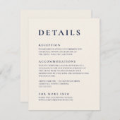 Navy Blue en Cream Modern minimalist legant Informatiekaartje (Voorkant / Achterkant)