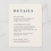 Navy Blue en Cream Modern minimalist legant Informatiekaartje (Voorkant)