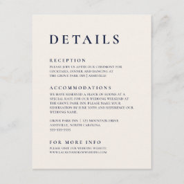 Navy Blue en Cream Modern minimalist legant Informatiekaartje