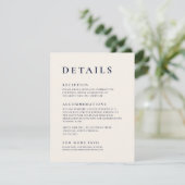 Navy Blue en Cream Modern minimalist legant Informatiekaartje (Staand voorkant)