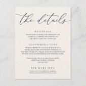 Navy Blue en Cream Modern minimalist Wedding Informatiekaartje (Voorkant)