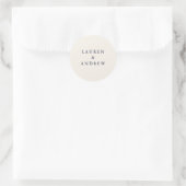Navy Blue en Cream Modern Wedding Envelope Seals Ronde Sticker (Tas)