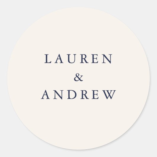 Navy Blue en Cream Modern Wedding Envelope Seals Ronde Sticker (Voorkant)