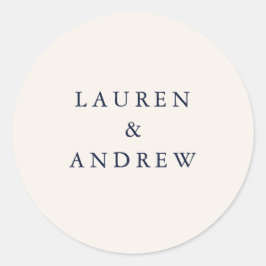 Navy Blue en Cream Modern Wedding Envelope Seals Ronde Sticker