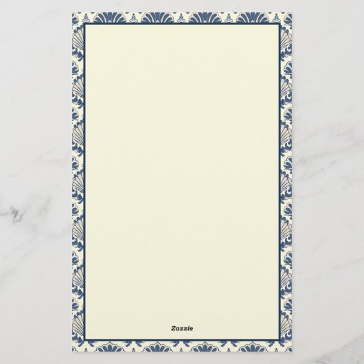 Navy Blue en Cream Seashell Patroon Briefpapier (Achterkant)