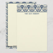 Navy Blue en Cream Seashell Patroon Briefpapier (Voorkant / Achterkant)