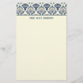 Navy Blue en Cream Seashell Patroon Briefpapier (Voorkant)