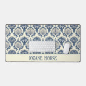 Navy Blue en Cream Seashell Patroon Bureaumat (Keyboard & Muis)