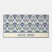 Navy Blue en Cream Seashell Patroon Bureaumat (Voorkant)