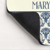 Navy Blue en Cream Seashell Patroon Muismat (Hoek)