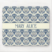 Navy Blue en Cream Seashell Patroon Muismat (Voorkant)