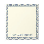 Navy Blue en Cream Seashell Patroon Notitieblok (Voorkant)