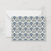 Navy Blue en Cream Seashell Patroon Notitiekaartje (Achterkant)