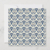 Navy Blue en Cream Seashell Patroon Notitiekaartje (Achterkant)