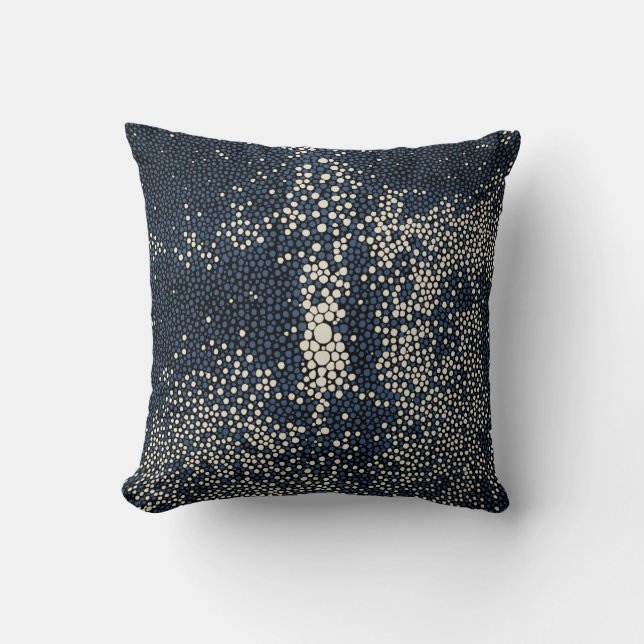 Navy Blue en Cream Shagreen Kussen (Voorkant)