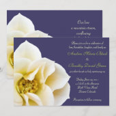 Navy Blue en Cream Wildrose Wedding Invitation Kaart (Voorkant / Achterkant)