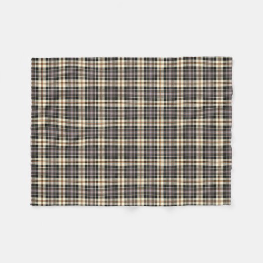 Navy Blue en Crème Rustiek Plaid Fleece Deken (Voorkant (Horizontaal))