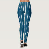 Navy Blue en dunne witte strepen Leggings (Achterkant)