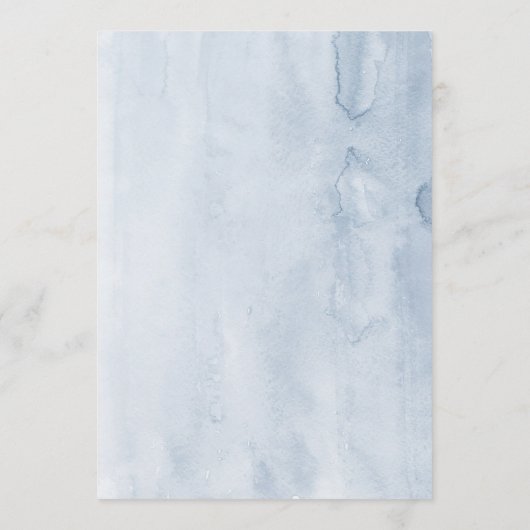 Navy Blue en Dusty Blue Floral Wedding Menu (Achterkant)