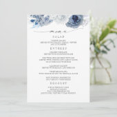 Navy Blue en Dusty Blue Floral Wedding Menu (Staand voorkant)