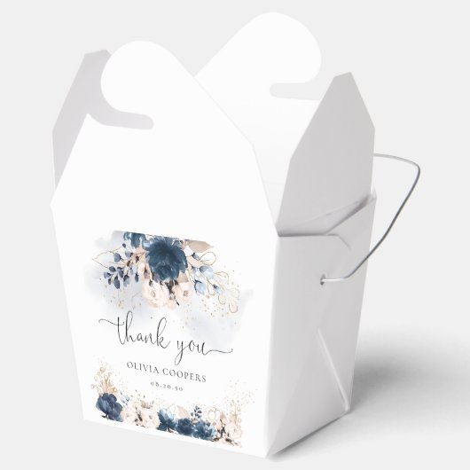 Navy Blue en Dusty Roos Baby shower Favor Box Bedankdoosjes (Geopend)