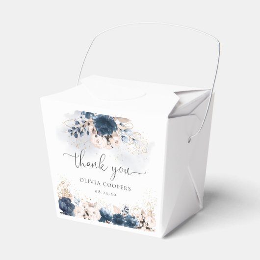 Navy Blue en Dusty Roos Baby shower Favor Box Bedankdoosjes (Voorkant Zijde)