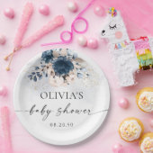 Navy Blue en Dusty Roos Baby shower Papier Bord (Feest)