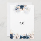 Navy Blue en Dusty Roos Bridal Shower Invitation Kaart (Achterkant)