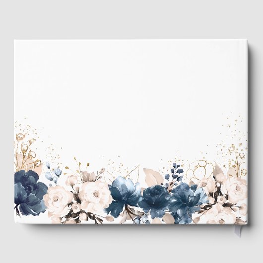 Navy Blue en Dusty Roos bruiloft gastenboek (Achterkant)