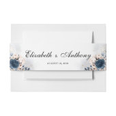 Navy Blue en Dusty Roos bruiloft uitnodiging Uitnodigingen Wikkel (Voorkant Voorbeeld)