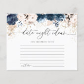Navy Blue en Dusty Roos Date Night Ideas Kaart (Voorkant)