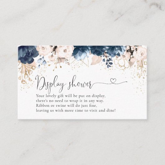 Navy Blue en Dusty Roos Display Douche Kaart (Voorkant)