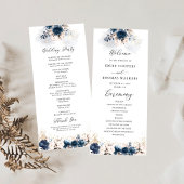 Navy Blue en Dusty Roos huwelijksprogramma Programmakaart