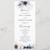 Navy Blue en Dusty Roos huwelijksprogramma Programmakaart (Voorkant)