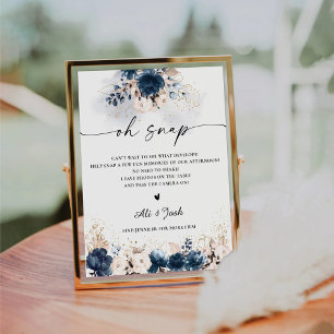 Navy Blue en Dusty Roos Oh Snap Sign Reclamebord Met Voetstuk