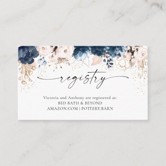 Navy Blue en Dusty Roos Registry Enclosure Kaart (Voorkant)