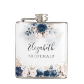 Navy Blue en Dusty Roos Vrijgezellenfeest Flask Heupfles (Voorkant)