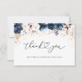 Navy Blue en Dusty Roos Vrijgezellenfeest Flat Bedankkaart (Voorkant)