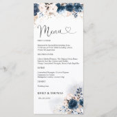 Navy Blue en Dusty Roos Vrijgezellenfeest Menu (Voorkant)