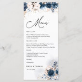 Navy Blue en Dusty Roos Vrijgezellenfeest Menu (Voorkant)