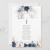 Navy Blue en Dusty Rozen tafel Zitkaart (Voorkant)