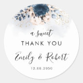 Navy Blue en Dusty Wedding Classic Ronde Sticker (Voorkant)