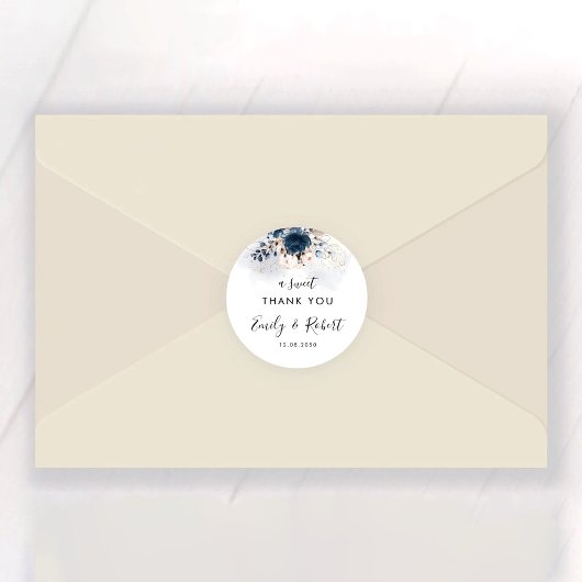 Navy Blue en Dusty Wedding Classic Ronde Sticker