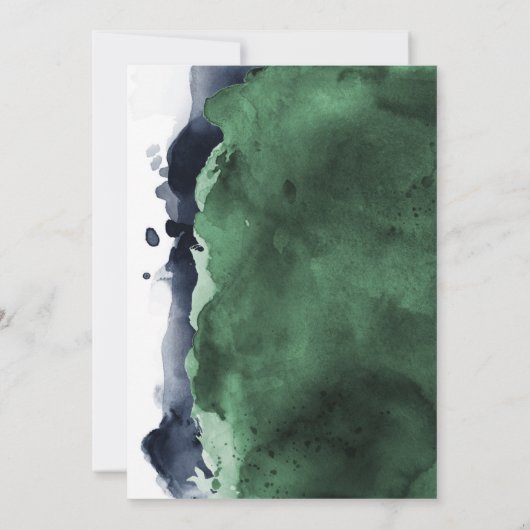 Navy Blue en Emerald Waterverf Verjaardagsfeest Kaart (Achterkant)