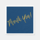 Navy Blue en Faux Gold Dank u Servetten (Voorkant)