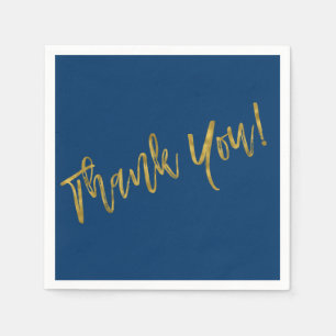 Navy Blue en Faux Gold Dank u Servetten