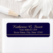 Navy Blue en Faux Gold Foil Elegant Script Etiket (Insitu)