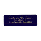 Navy Blue en Faux Gold Foil Elegant Script Etiket (Voorkant)